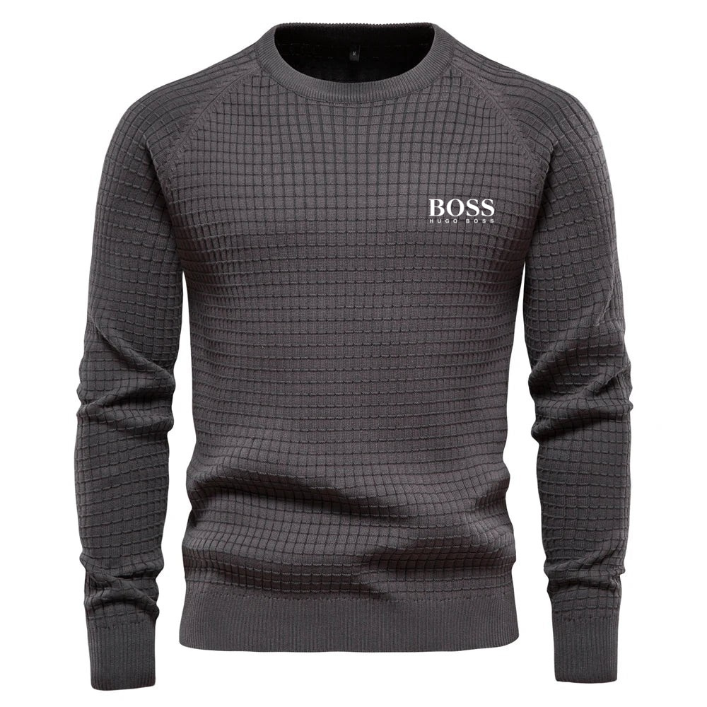 Kursava™ | Men's Sweater With Grid Pattern