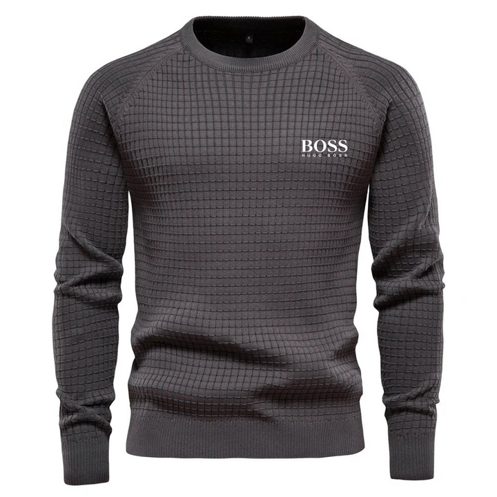 Kursava™ | Men's Sweater With Grid Pattern