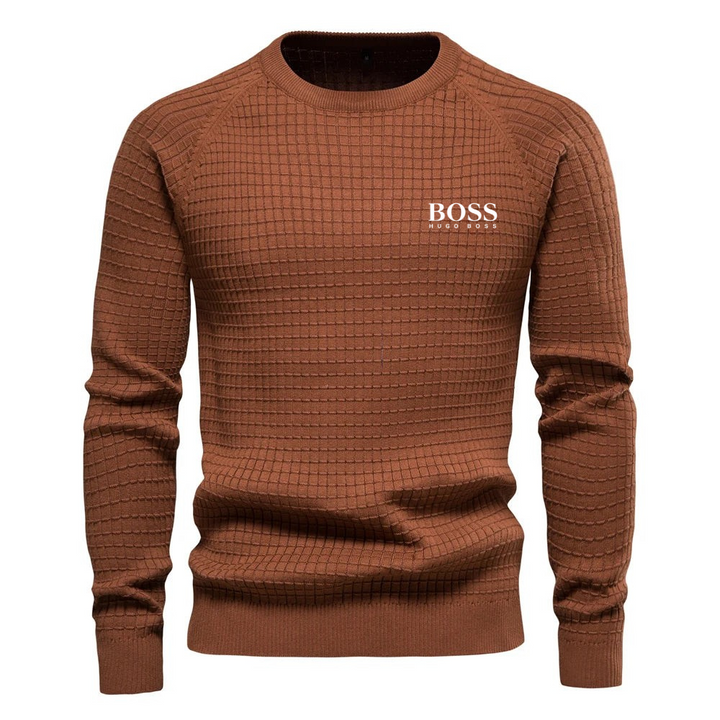 Kursava™ | Men's Sweater With Grid Pattern
